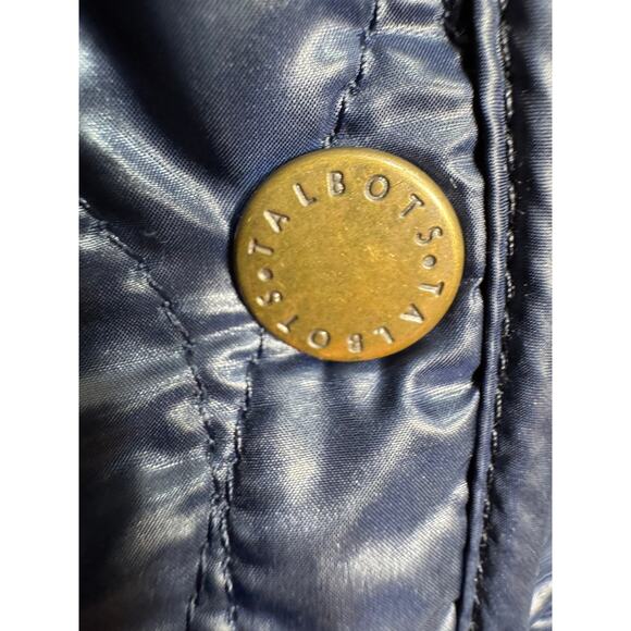 Talbots quilted puffer vest blue knit side panels zip & snap close pockets Sz L - Picture 8 of 11